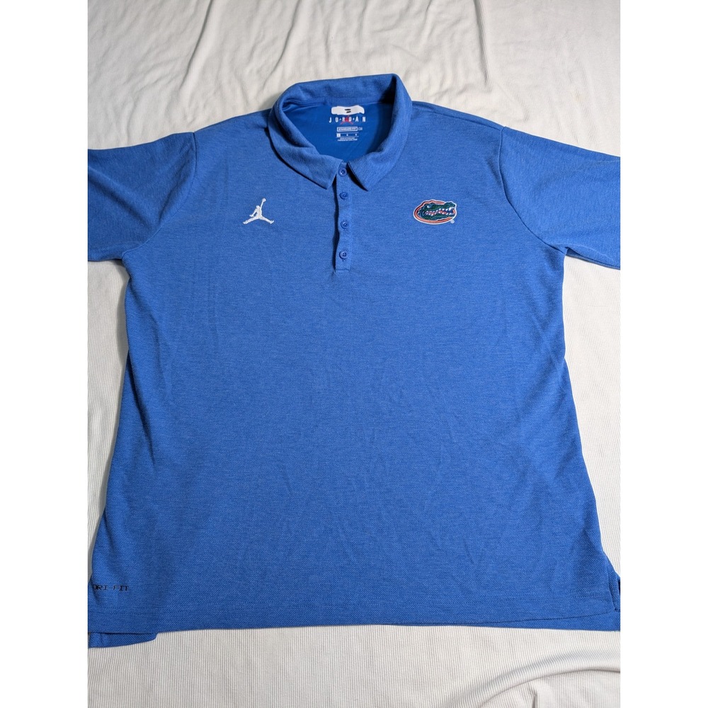 Jordan Florida Gators Mens Large Blue Dri-FIT Short Sleeve Pique Polo Shirt 662